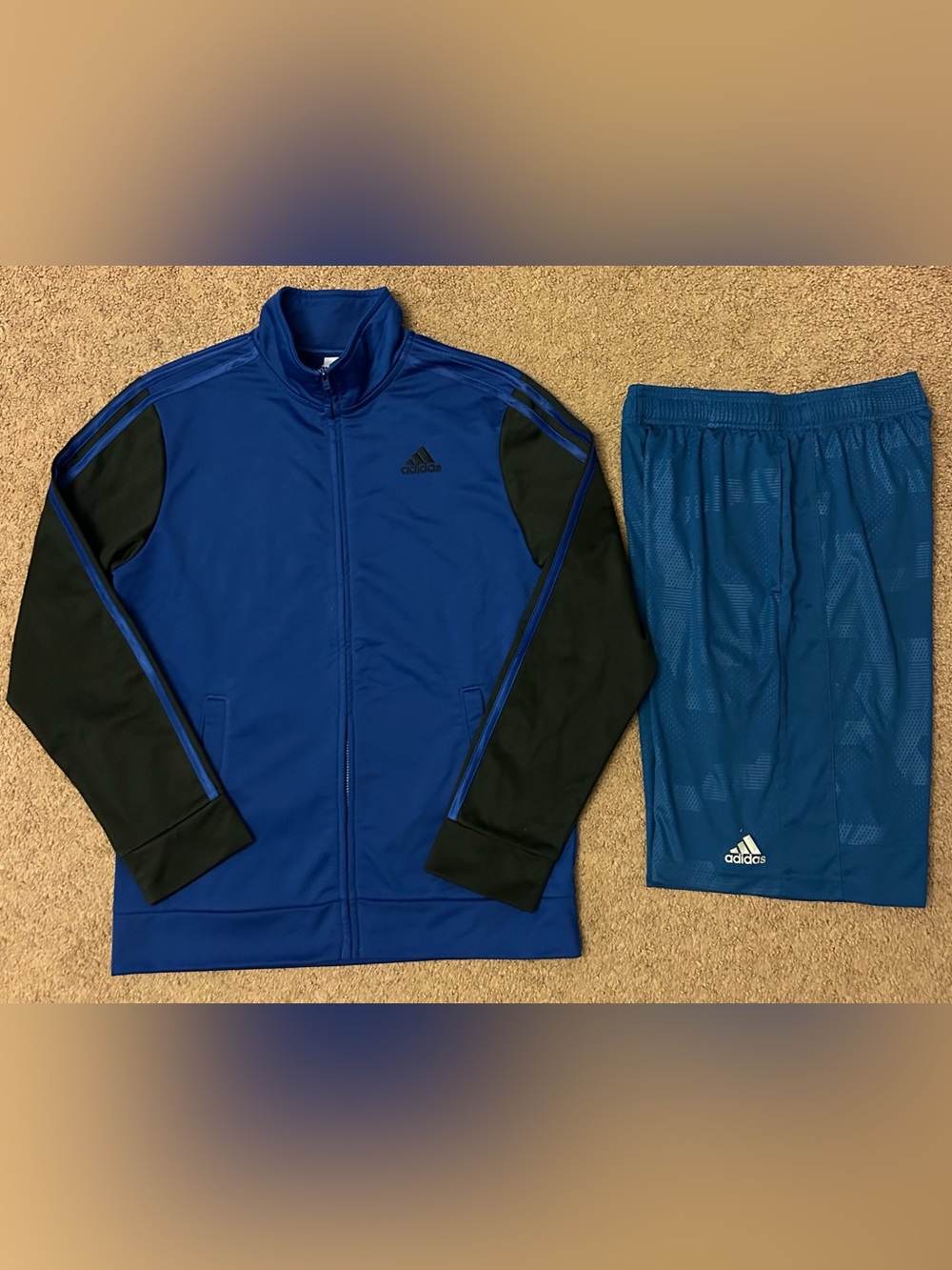 Adidas Youth Boys Blue and Black Jacket & Shorts size L 14 16